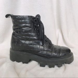 ASH Crocodile Leather Combat Boots